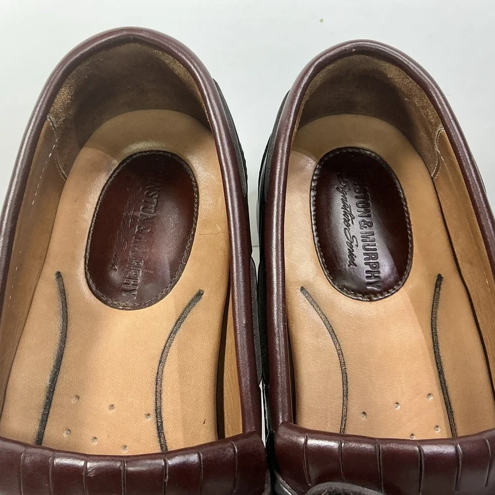 Johnston & Murphy Black Brown Leather Tassel Loafers Mens Sz 11 M Dress Shoes - Picture 7 of 9